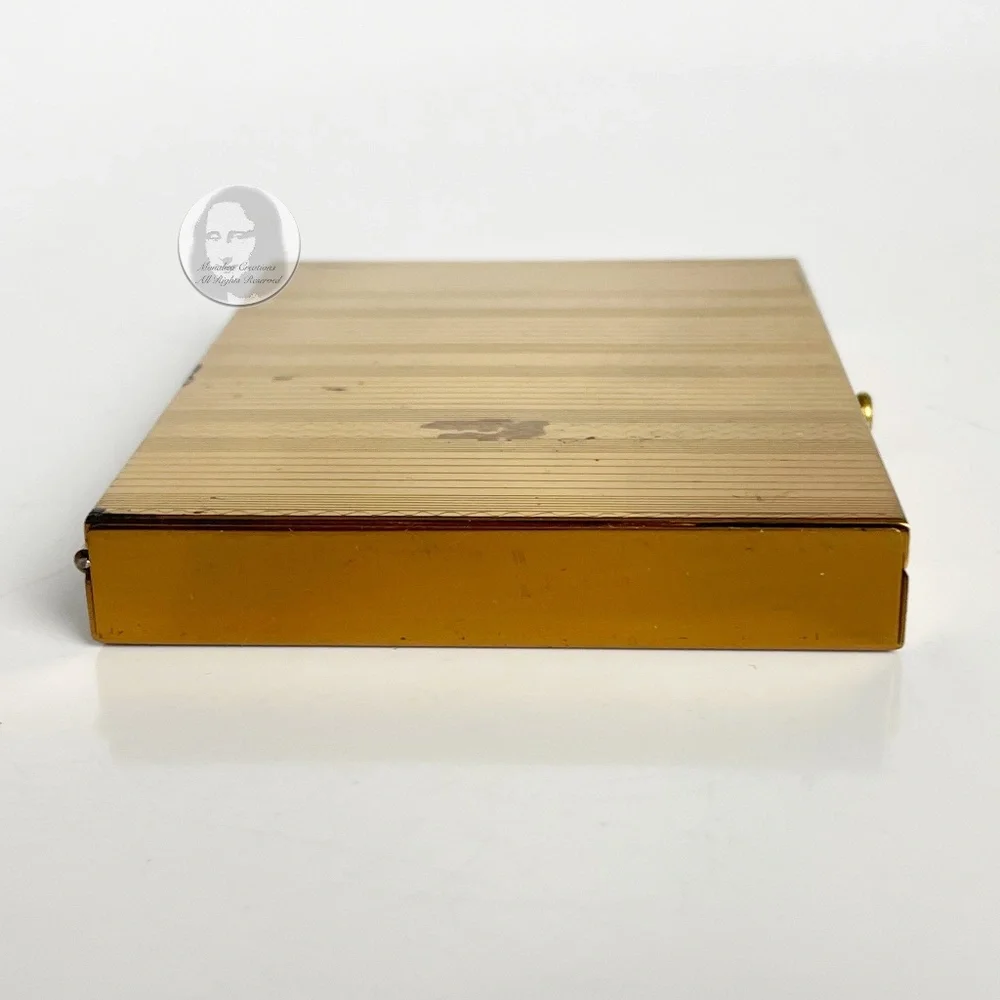 Vintage Powder Compact Make Up Holder Rex Fifth Avenue Gold Metal with Mirror